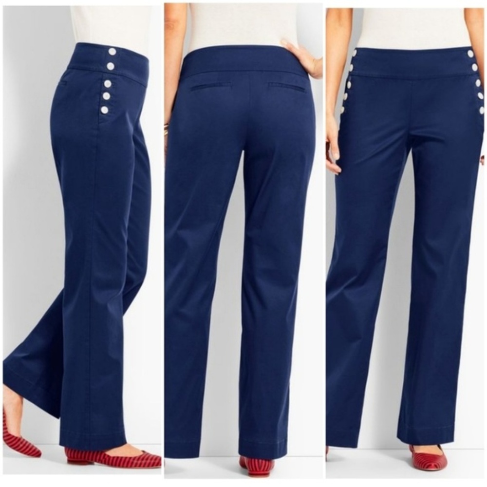 Talbots - Side Button Navy Blue Pants - 12p